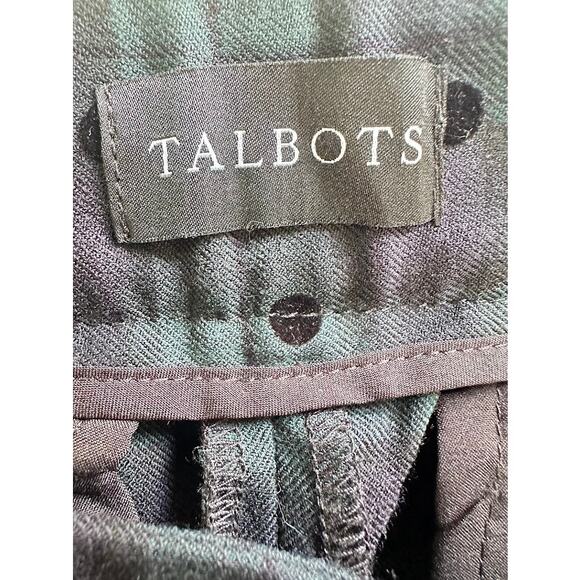 Talbots Pants Heritage Size 10P Green Black Polka Dot Straight High Rise - Picture 6 of 10